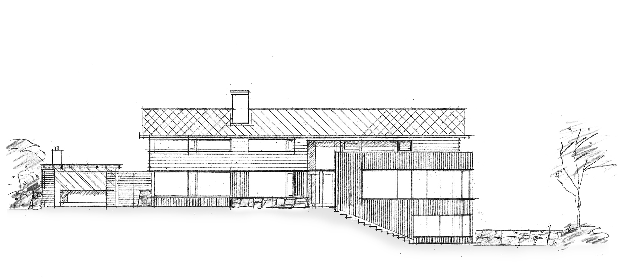 Vigdelsvegen 628, fasade sør, skisseprosjekt