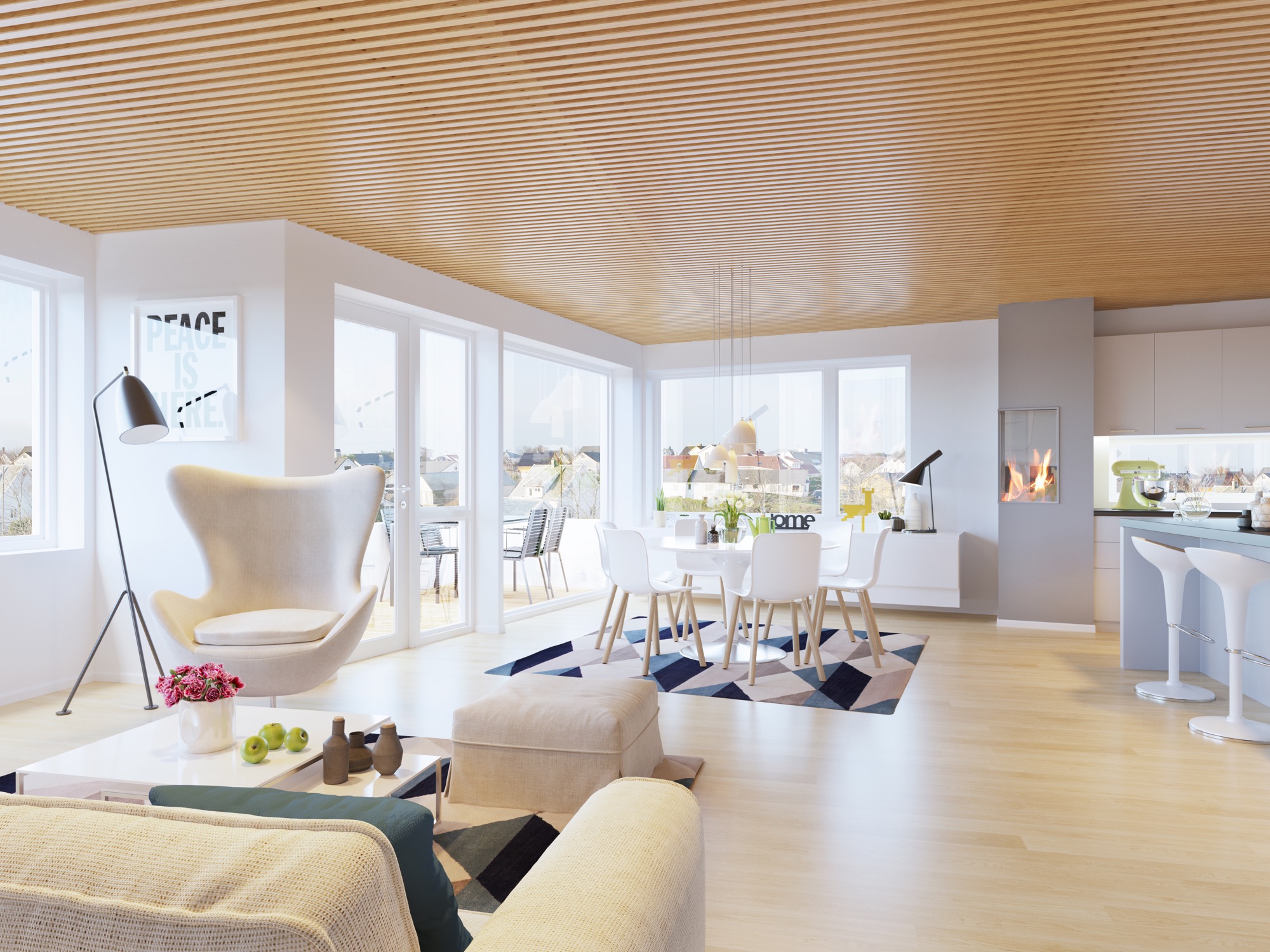 Stueinteriør stor leilighet mot vest