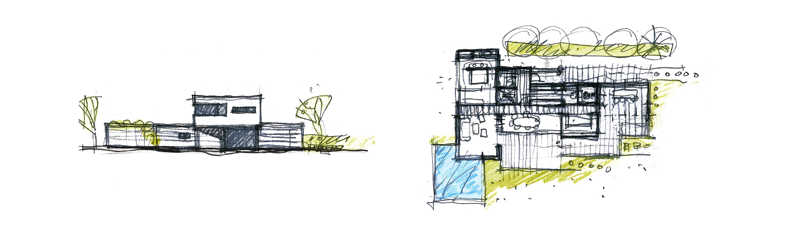 Håndtegnet skisse - arkitektur - ARC Arkitekter 